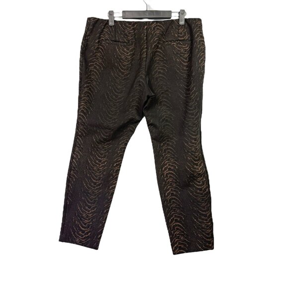 Alfani Woman Black & Brown Animal Print Stretch Ankle Pants Sz 12 Career - Picture 2 of 4